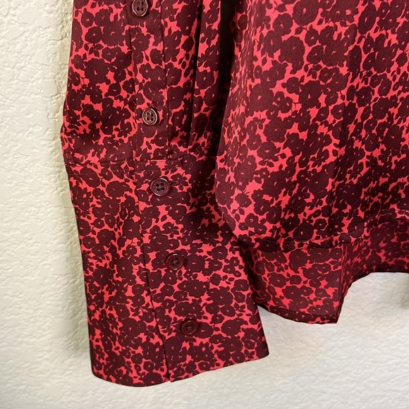 Equipment Huntley Floral Burgundy Red Long Sleeve Button Down Top Size S - Picture 10 of 11